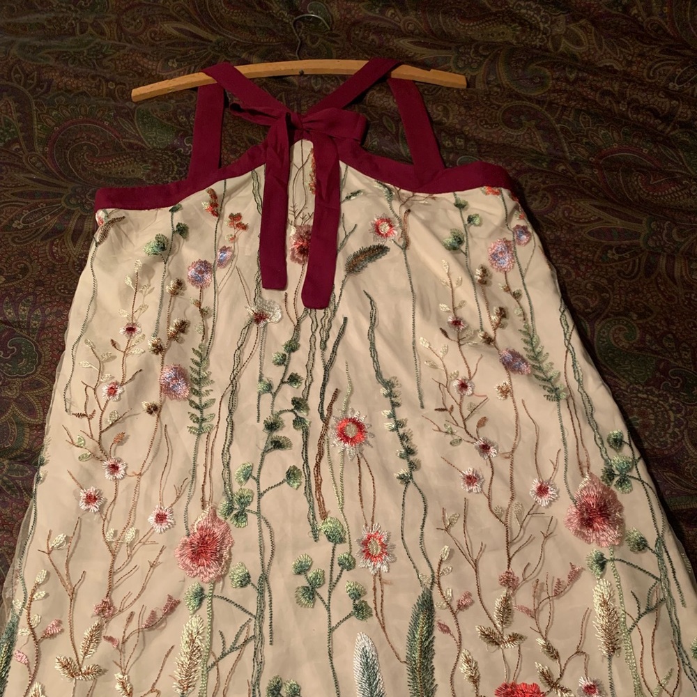 Entro size L Floral Dress with Bow NWT